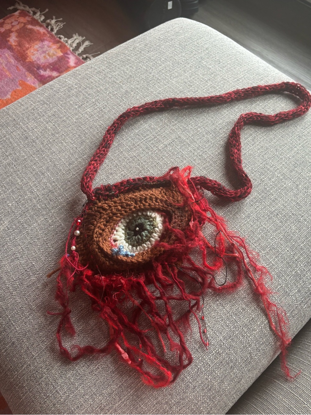 Y2Knots Handmade Crochet Eye Fringe Crossbody Bag